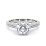 Vintage round diamond engraved engagement ring