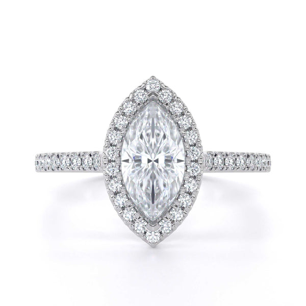 Marquise halo diamond engagement ring