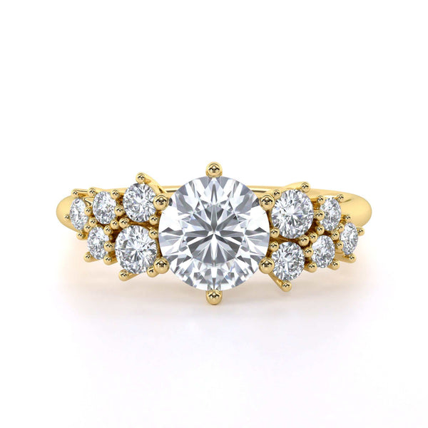 Round brilliant diamond shoulder engagement ring